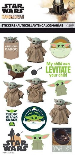 STAR WARS BABY YODA - 4 FEUILLES D'AUTOCOLLANTS		
